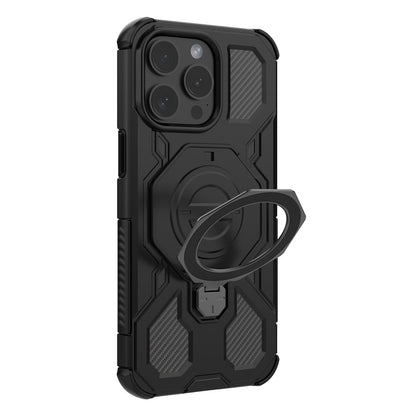 For iPhone 15 Pro Magnetic Case Rotating Metal Kickstand Shockproof PC + TPU Phone Back Cover