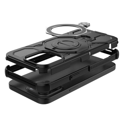 For iPhone 15 Pro Magnetic Case Rotating Metal Kickstand Shockproof PC + TPU Phone Back Cover