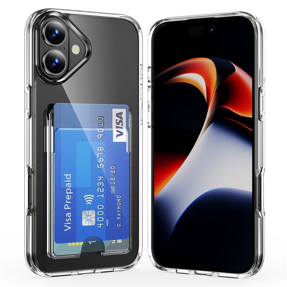 For iPhone 17 Clear Case TPU + PC + Acrylic Cell Phone Case with Card Holder