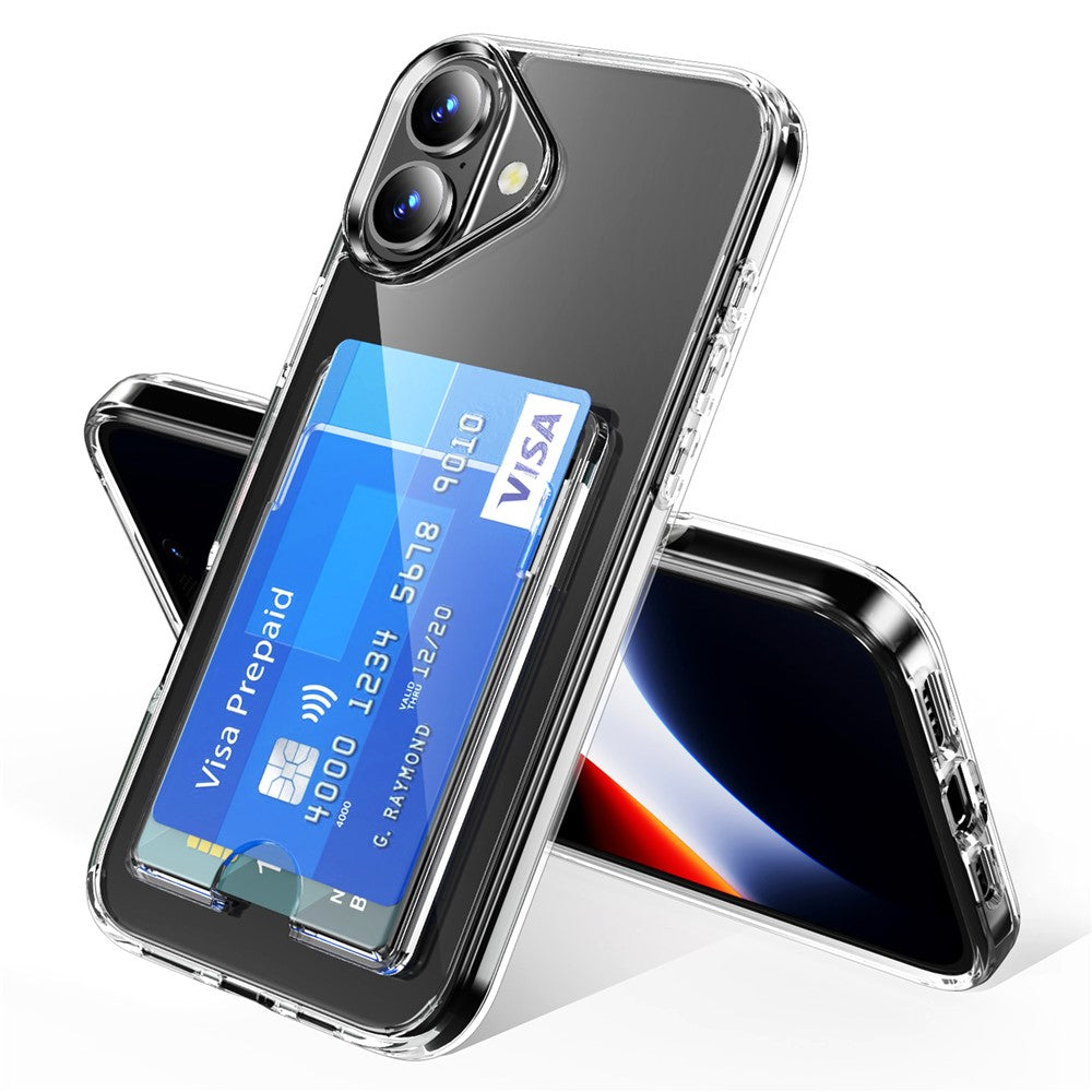 For iPhone 17 Clear Case TPU + PC + Acrylic Cell Phone Case with Card Holder