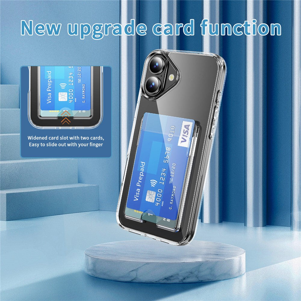 For iPhone 17 Clear Case TPU + PC + Acrylic Cell Phone Case with Card Holder