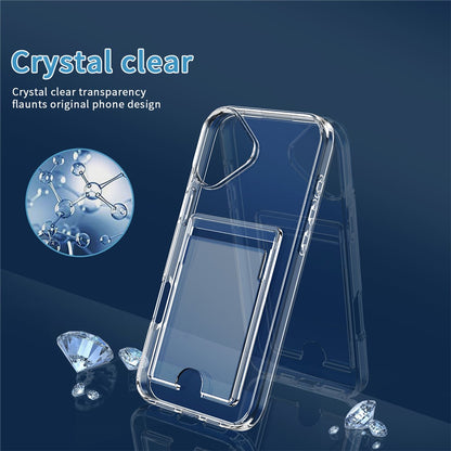 For iPhone 17 Clear Case TPU + PC + Acrylic Cell Phone Case with Card Holder