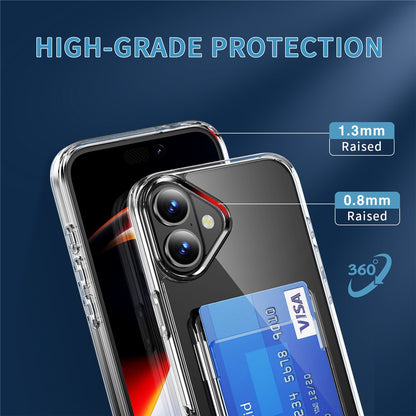 For iPhone 17 Clear Case TPU + PC + Acrylic Cell Phone Case with Card Holder