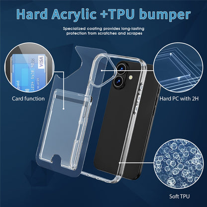 For iPhone 17 Clear Case TPU + PC + Acrylic Cell Phone Case with Card Holder