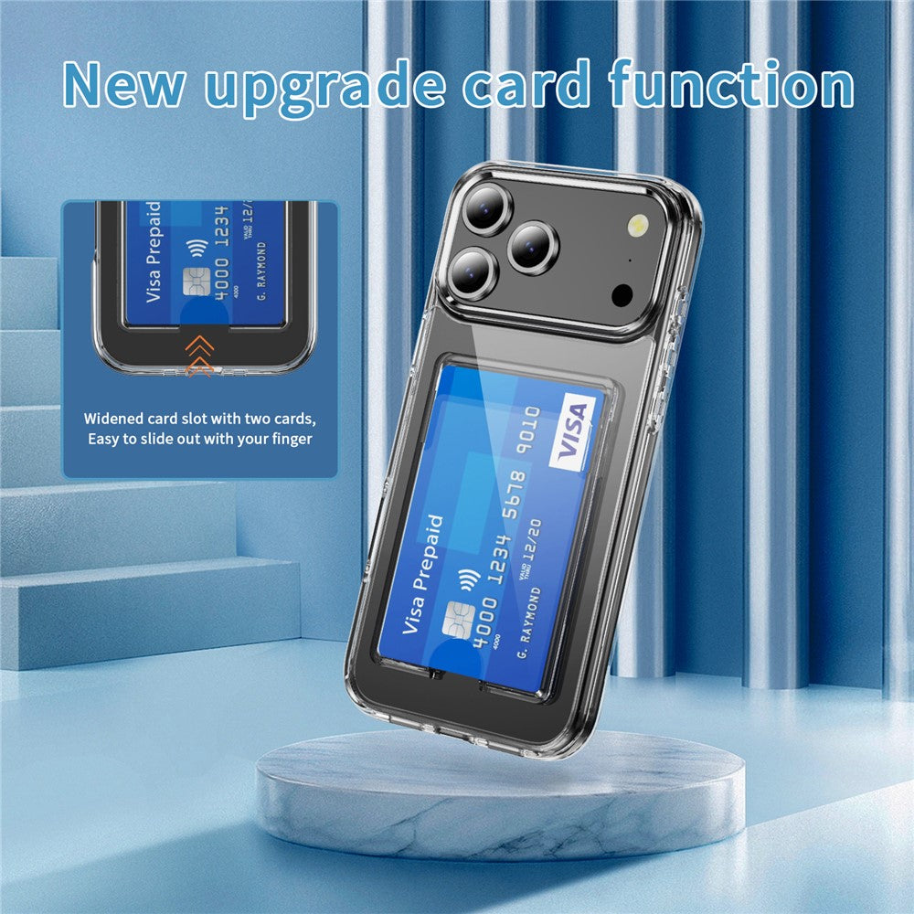 For iPhone 17 Pro Max Clear Case TPU + PC + Acrylic Cell Phone Case with Card Holder