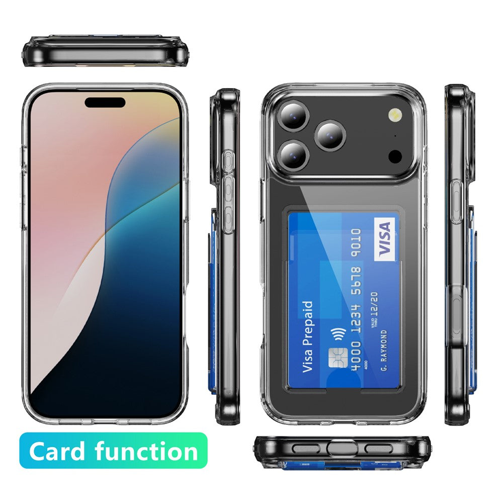 For iPhone 17 Pro Max Clear Case TPU + PC + Acrylic Cell Phone Case with Card Holder