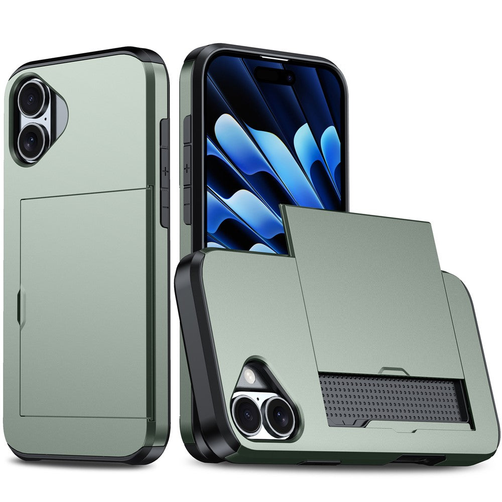 For iPhone 17 Case with Card Holder TPU + PC Phone Back Cover