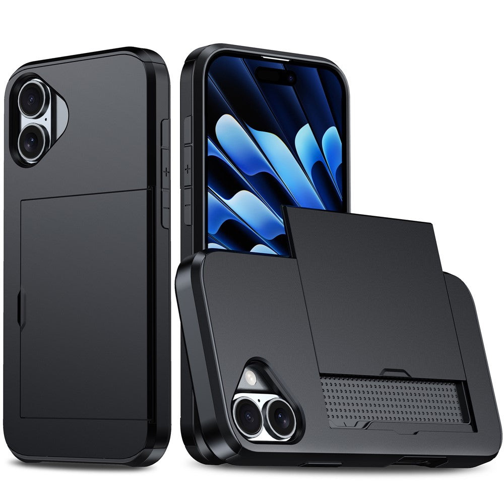 For iPhone 17 Case with Card Holder TPU + PC Phone Back Cover