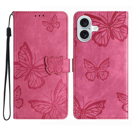 For iPhone 17 Case Butterfly Design Flip Wallet Leather Phone Cover Skin-Touch