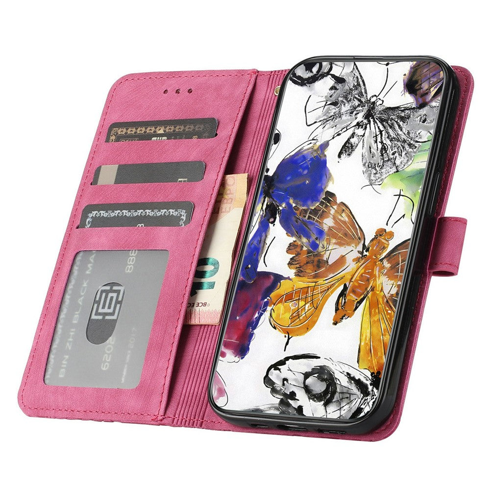 For iPhone 17 Case Butterfly Design Flip Wallet Leather Phone Cover Skin-Touch