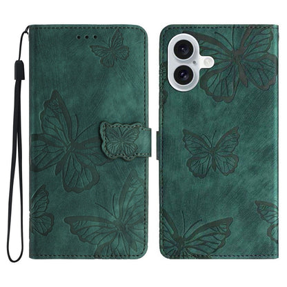 For iPhone 17 Case Butterfly Design Flip Wallet Leather Phone Cover Skin-Touch