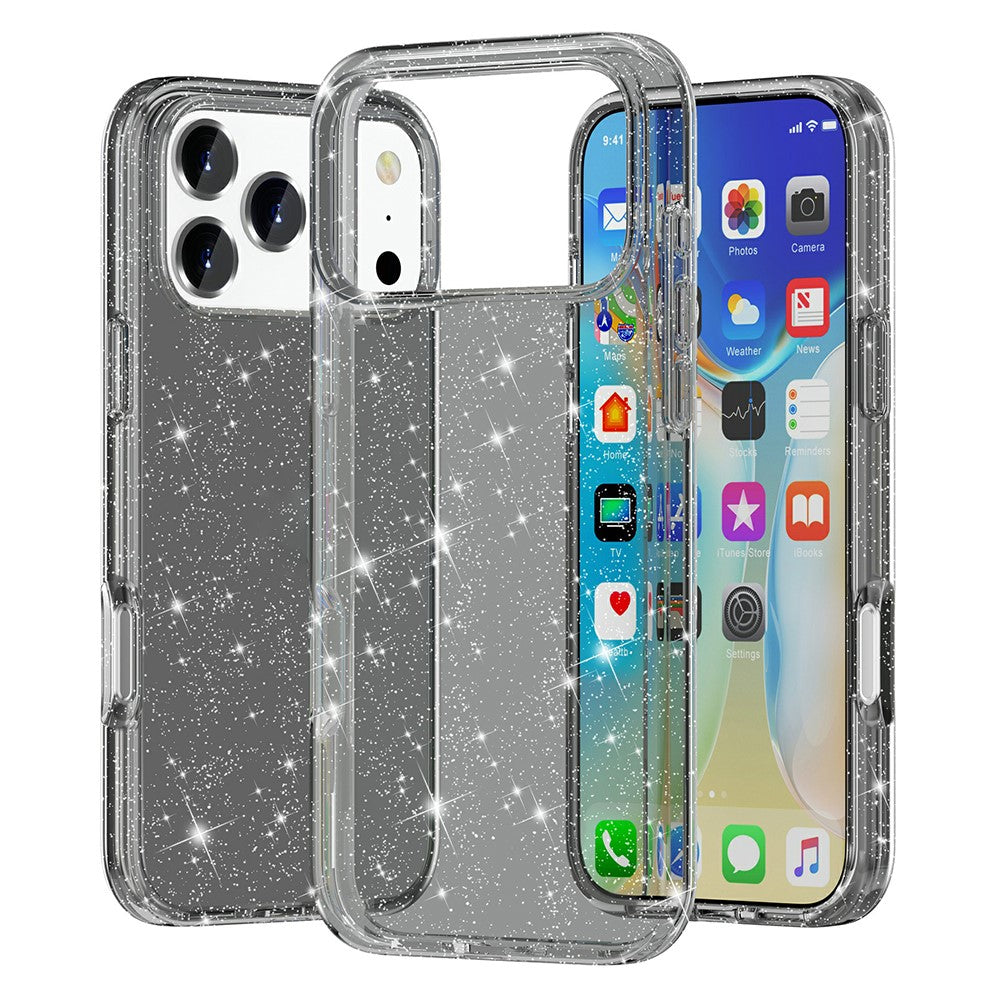 For iPhone 17 Pro Max Case Sparkly Powder Glitter Shiny Soft TPU + Hard PC Back Cover