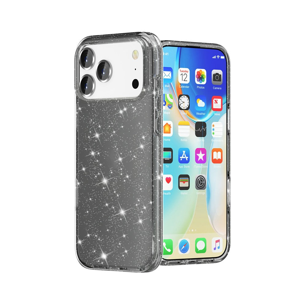 For iPhone 17 Pro Max Case Sparkly Powder Glitter Shiny Soft TPU + Hard PC Back Cover