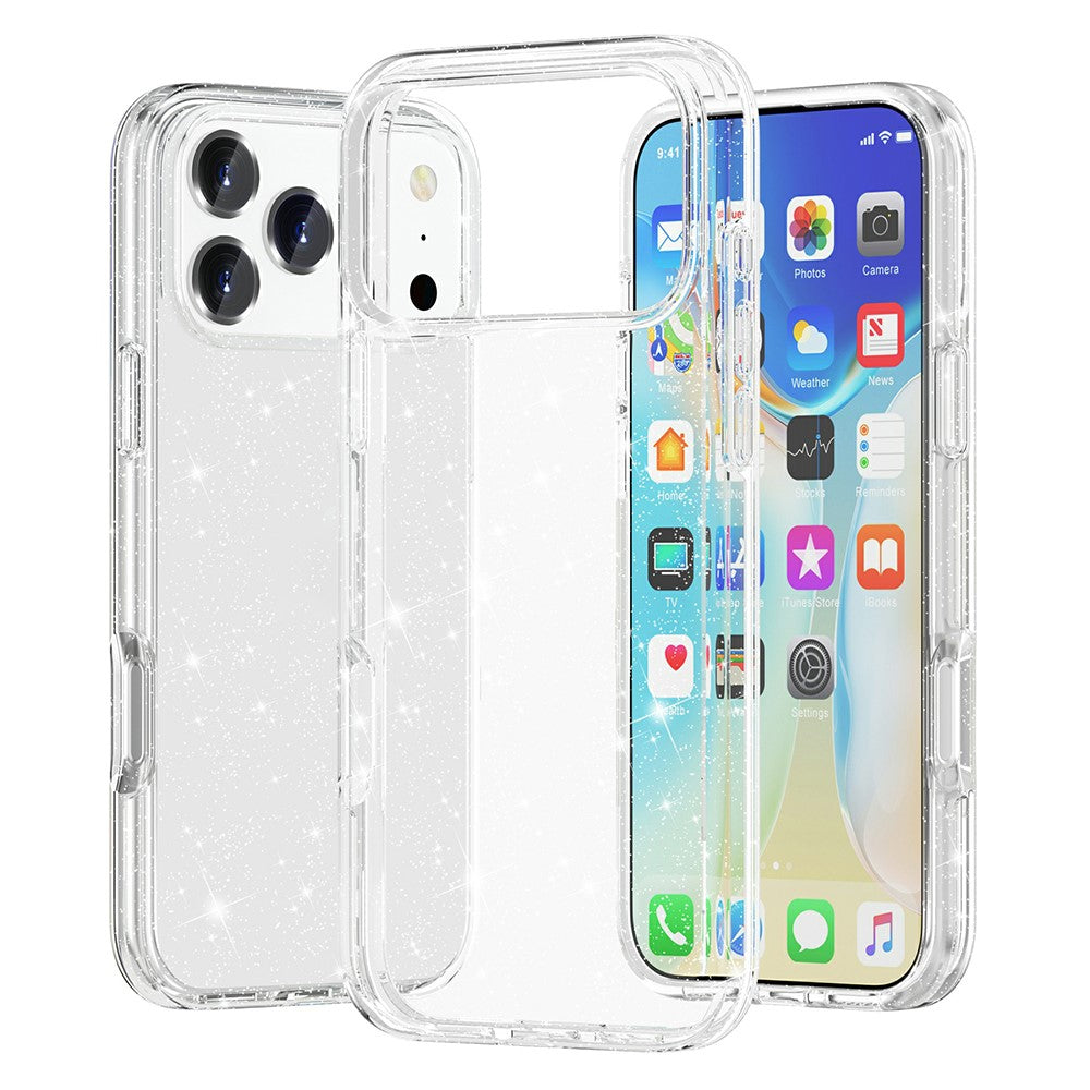 For iPhone 17 Pro Max Case Sparkly Powder Glitter Shiny Soft TPU + Hard PC Back Cover