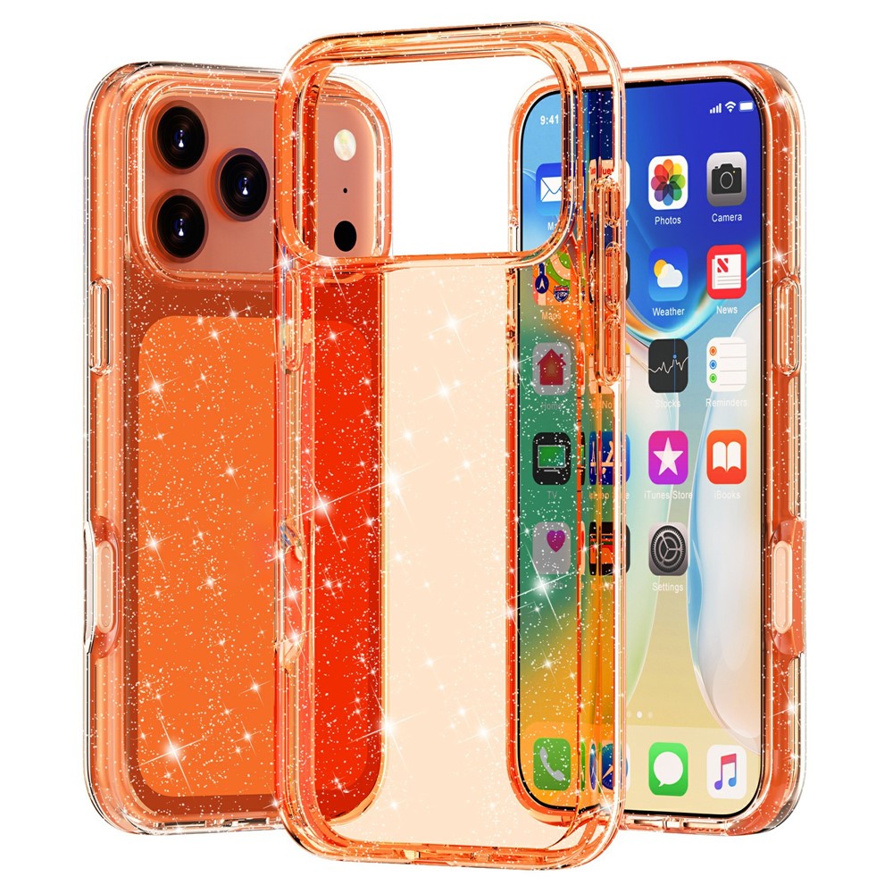For iPhone 17 Pro Max Case Sparkly Powder Glitter Shiny Soft TPU + Hard PC Back Cover