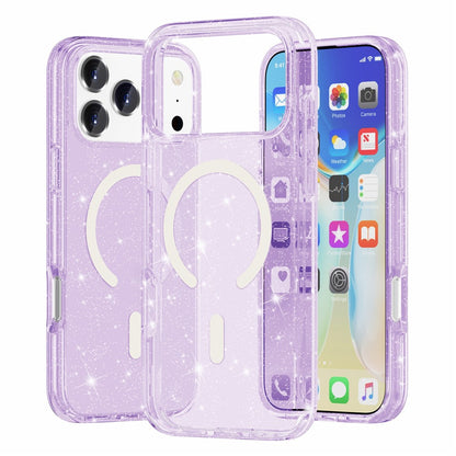 For iPhone 17 Pro Max Case Compatible with MagSafe Glitter Powder PC + TPU Phone Cover