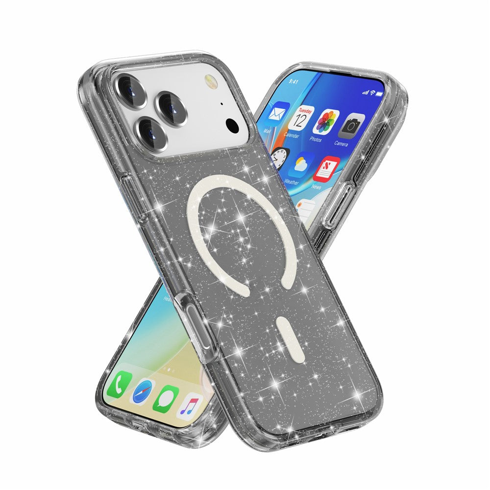 For iPhone 17 Pro Case Compatible with MagSafe Glitter Powder PC + TPU Phone Cover