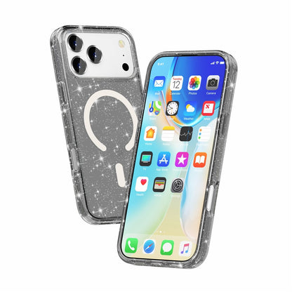 For iPhone 17 Pro Case Compatible with MagSafe Glitter Powder PC + TPU Phone Cover