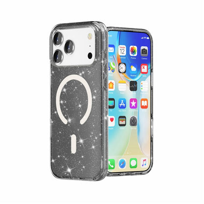 For iPhone 17 Pro Case Compatible with MagSafe Glitter Powder PC + TPU Phone Cover