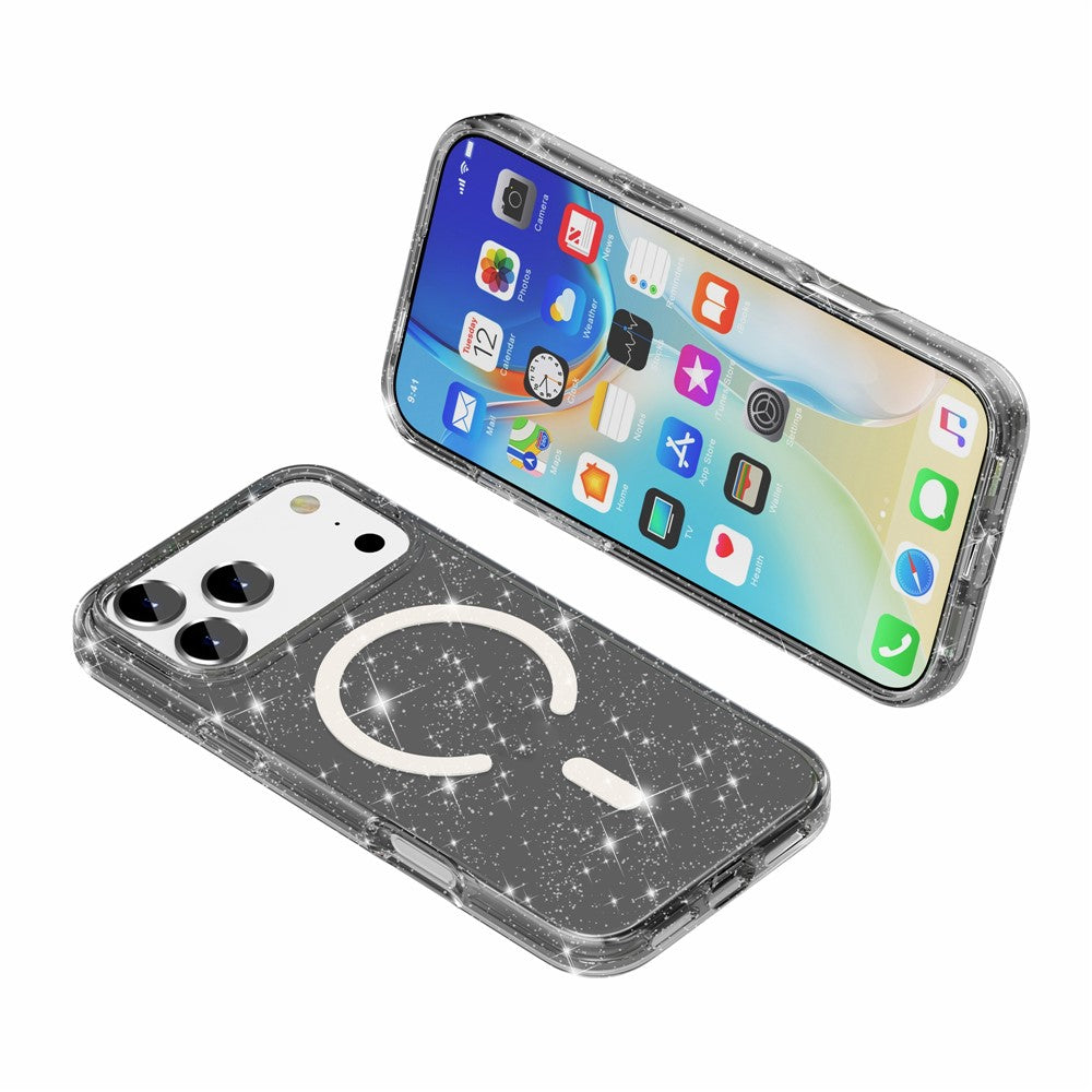 For iPhone 17 Pro Case Compatible with MagSafe Glitter Powder PC + TPU Phone Cover