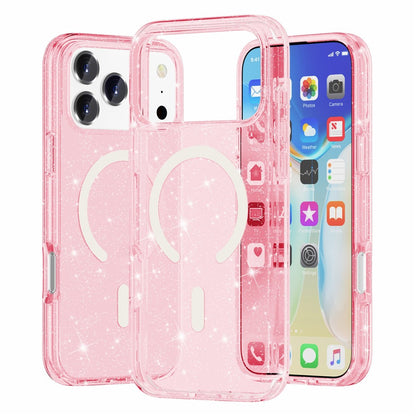 For iPhone 17 Pro Case Compatible with MagSafe Glitter Powder PC + TPU Phone Cover