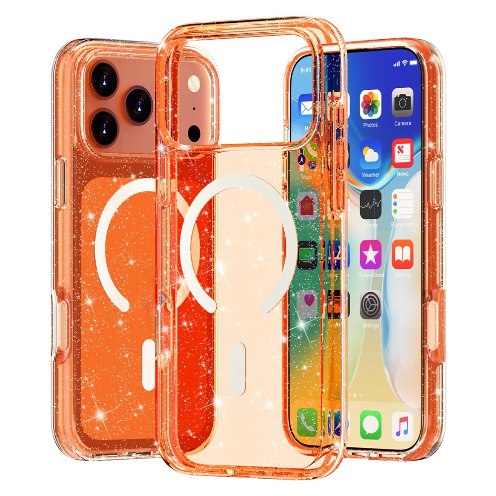 For iPhone 17 Pro Case Compatible with MagSafe Glitter Powder PC + TPU Phone Cover