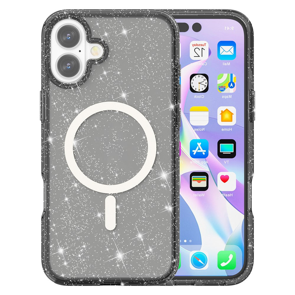 For iPhone 17 Case Compatible with MagSafe Glitter Powder PC + TPU Phone Cover