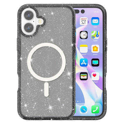 For iPhone 17 Case Compatible with MagSafe Glitter Powder PC + TPU Phone Cover
