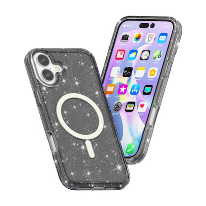 For iPhone 17 Case Compatible with MagSafe Glitter Powder PC + TPU Phone Cover