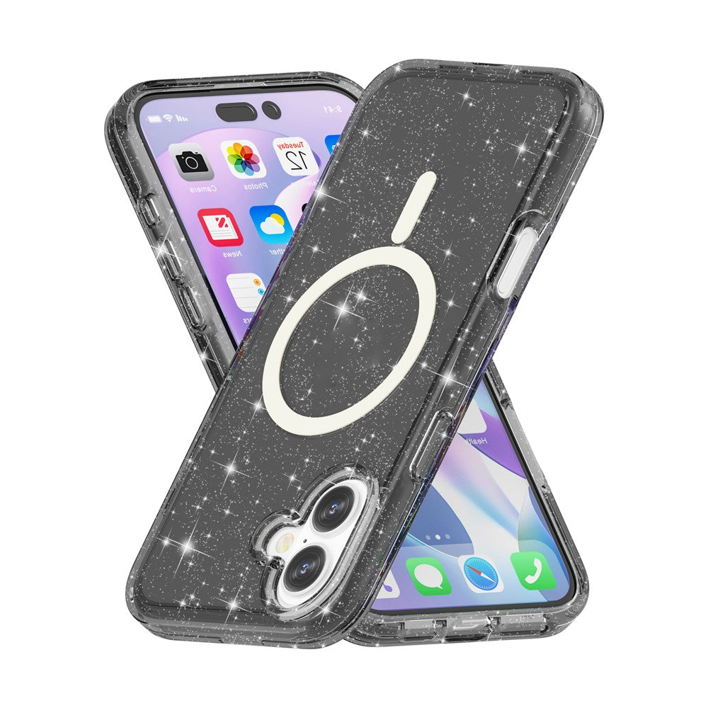 For iPhone 17 Case Compatible with MagSafe Glitter Powder PC + TPU Phone Cover