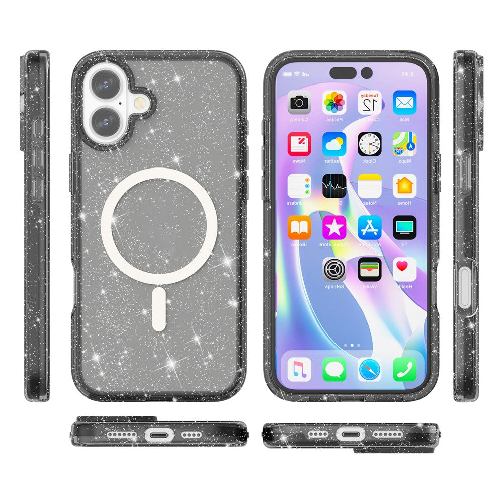 For iPhone 17 Case Compatible with MagSafe Glitter Powder PC + TPU Phone Cover