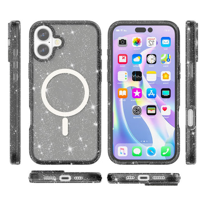 For iPhone 17 Case Compatible with MagSafe Glitter Powder PC + TPU Phone Cover
