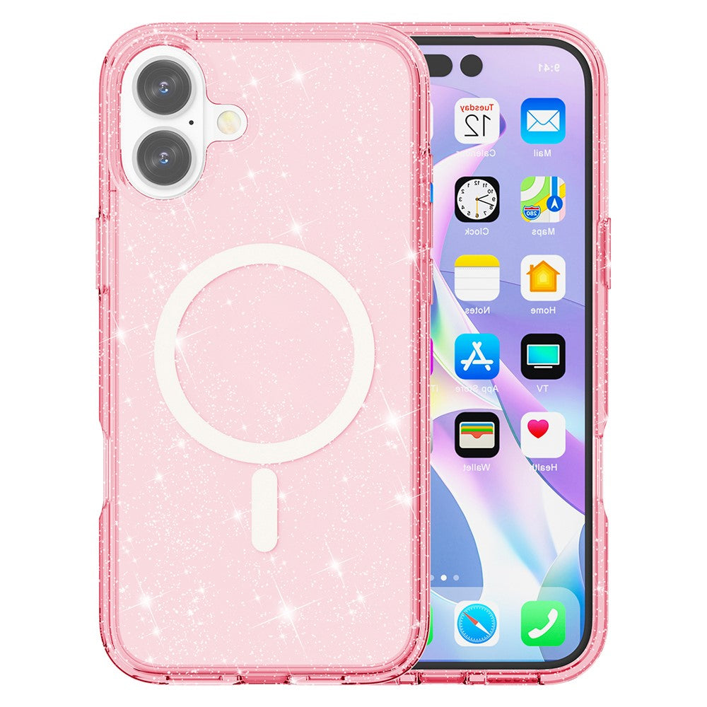 For iPhone 17 Case Compatible with MagSafe Glitter Powder PC + TPU Phone Cover