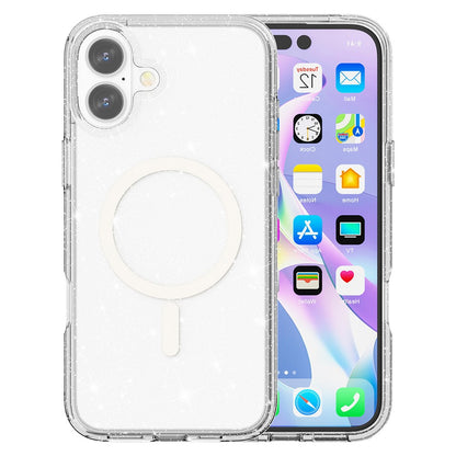 For iPhone 17 Case Compatible with MagSafe Glitter Powder PC + TPU Phone Cover