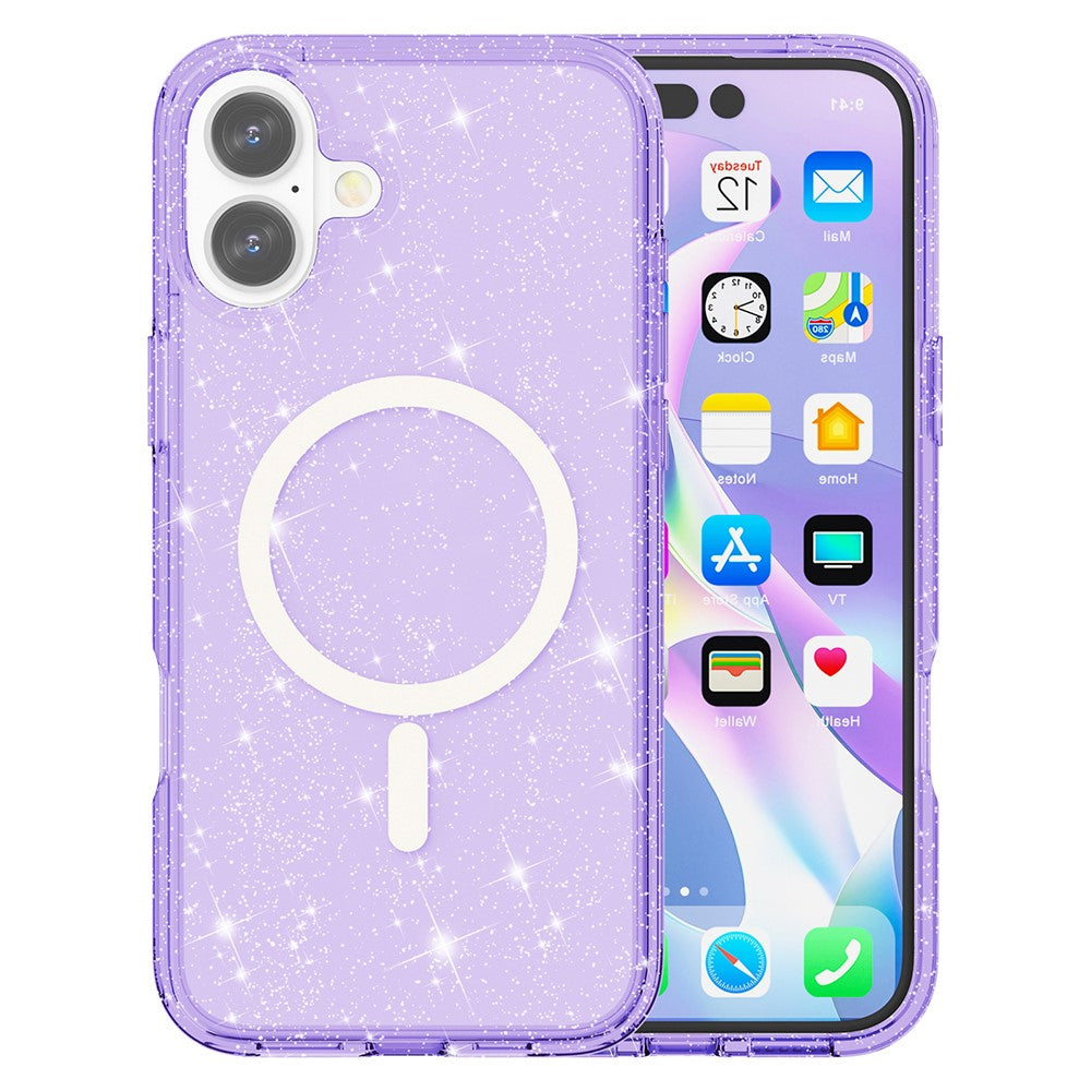 For iPhone 17 Case Compatible with MagSafe Glitter Powder PC + TPU Phone Cover