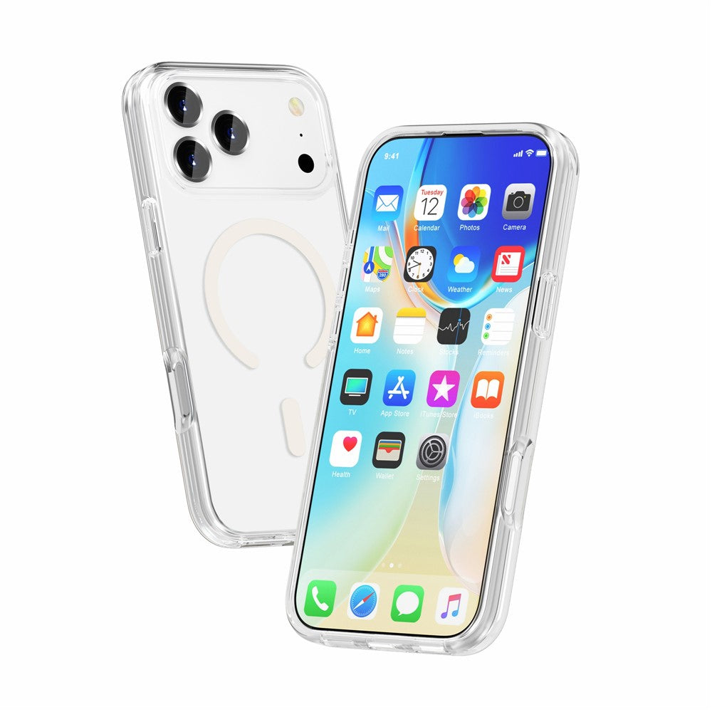 For iPhone 17 Pro Magnetic Case Compatible with MagSafe PC + TPU Clear Phone Cover