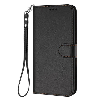 For iPhone 17e / 16e Leather Case Wallet Stand Phone Cover with Wrist Strap
