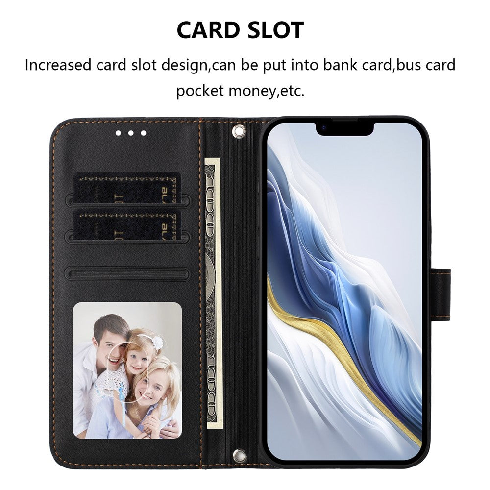 For iPhone 17e / 16e Leather Case Wallet Stand Phone Cover with Wrist Strap