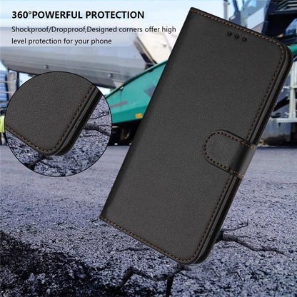 For iPhone 17e / 16e Leather Case Wallet Stand Phone Cover with Wrist Strap