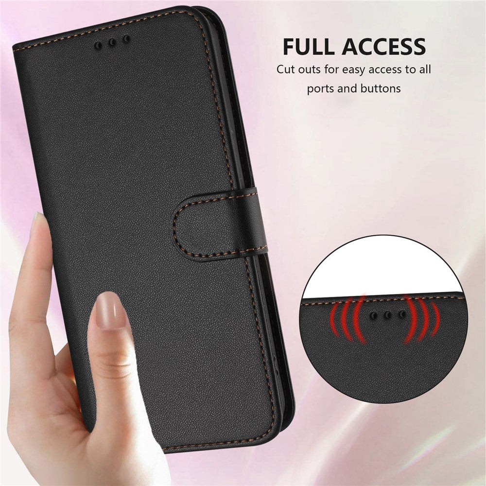 For iPhone 17e / 16e Leather Case Wallet Stand Phone Cover with Wrist Strap