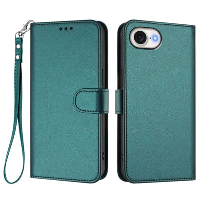 For iPhone 17e / 16e Leather Case Wallet Stand Phone Cover with Wrist Strap