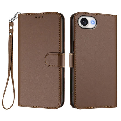 For iPhone 17e / 16e Leather Case Wallet Stand Phone Cover with Wrist Strap
