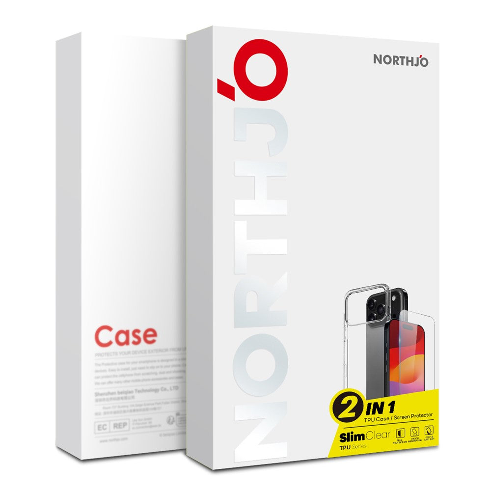 NORTHJO For iPhone 17 Pro Case Soft TPU Clear Phone Cover with Tempered Glass Screen Protector