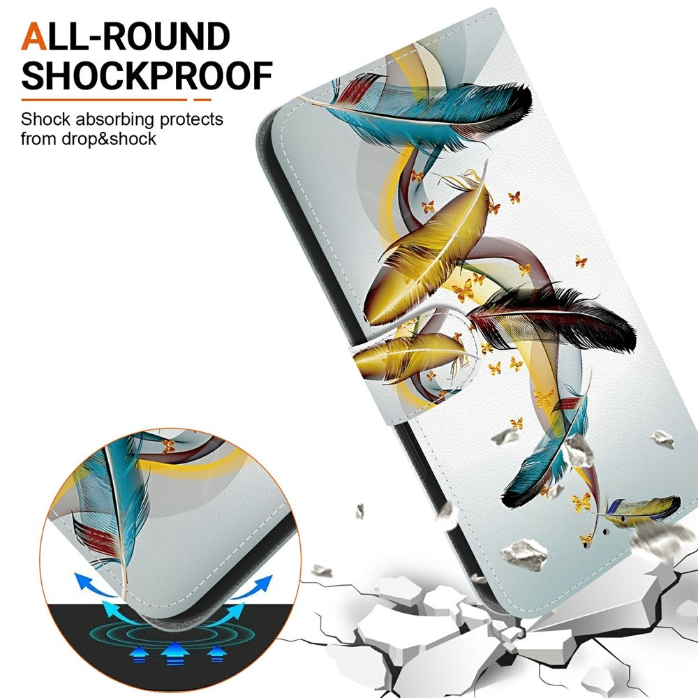 For iPhone 17 Pro Max Case Pattern Printing Anti-Drop Leather Flip Wallet Phone Cover with Lanyard