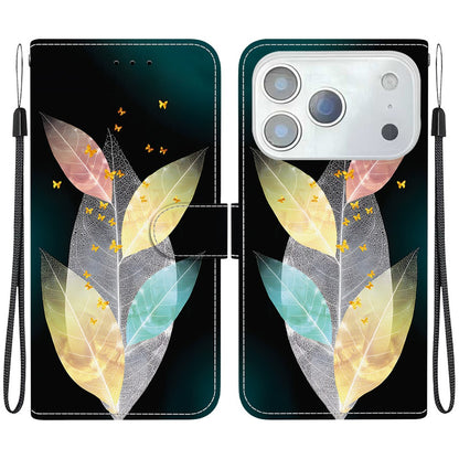 For iPhone 17 Pro Max Case Pattern Printing Anti-Drop Leather Flip Wallet Phone Cover with Lanyard
