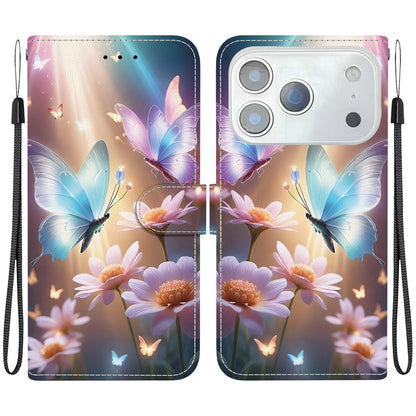 For iPhone 17 Pro Max Case Pattern Printing Anti-Drop Leather Flip Wallet Phone Cover with Lanyard