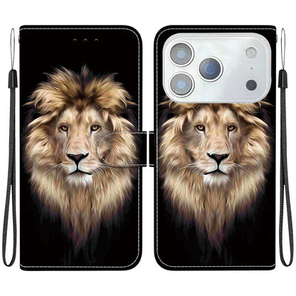 For iPhone 17 Pro Max Case Pattern Printing Anti-Drop Leather Flip Wallet Phone Cover with Lanyard