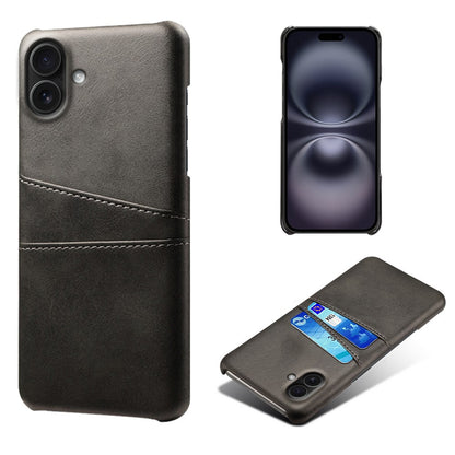 For iPhone 17 Case Dual Card Slots PU Leather + Hard PC Phone Cover