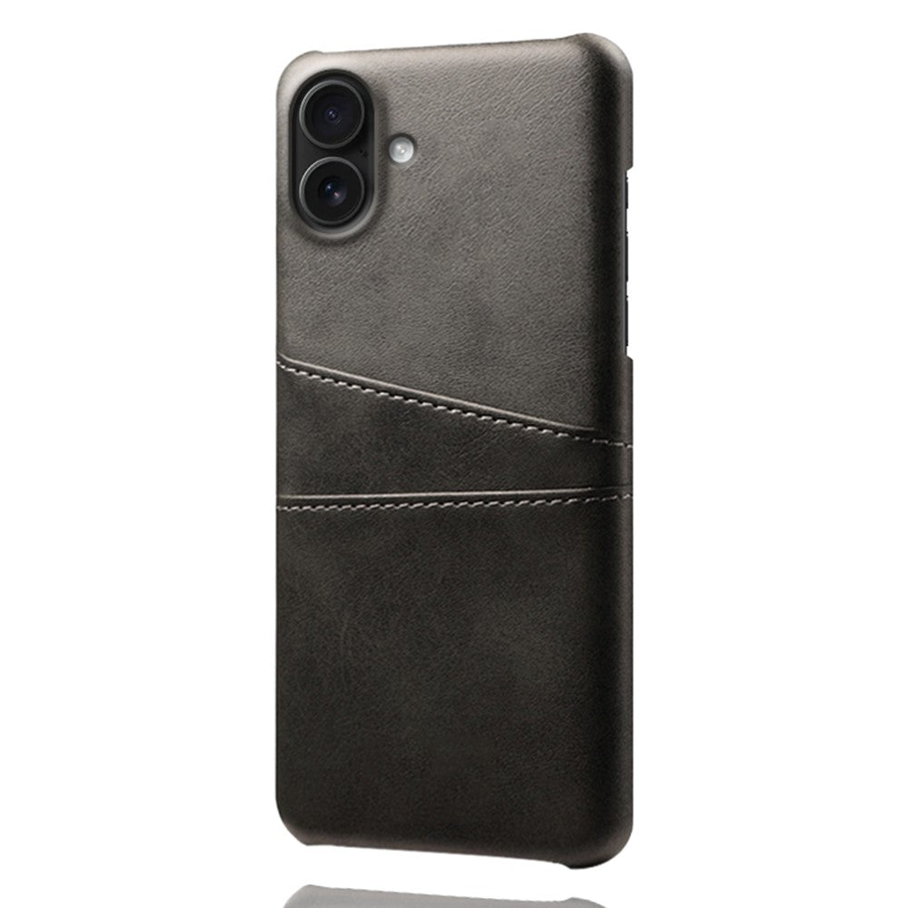 For iPhone 17 Case Dual Card Slots PU Leather + Hard PC Phone Cover