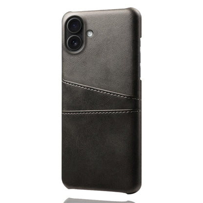 For iPhone 17 Case Dual Card Slots PU Leather + Hard PC Phone Cover